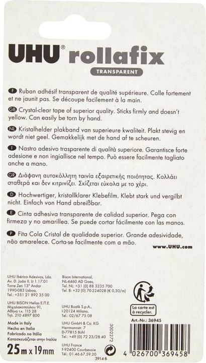 Image du produit UHU Ruban adhésif Transparent (L x l) (19 mm)