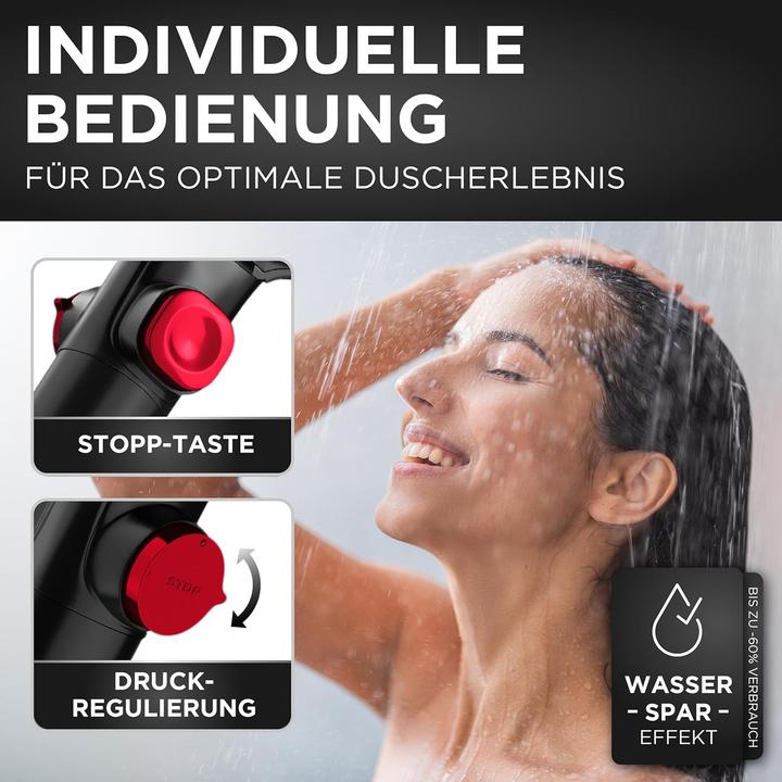 Actual product image Lobenswerk Duschkopf mit Mineralperlen & Druckerhöhung (3 Beam types)