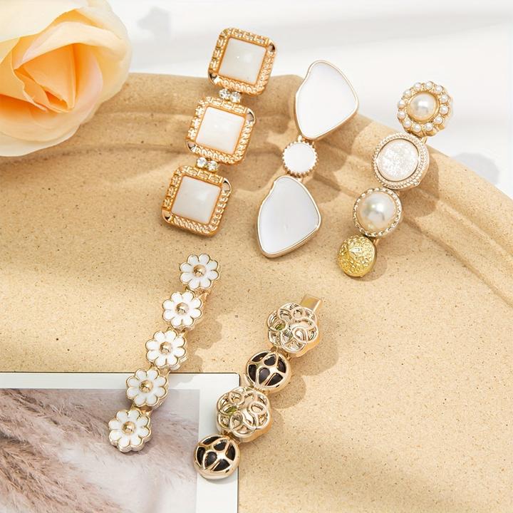 Actual product image Activity Board 5pcs Elegante Haar Seite Clips Faux Perle Dekorative Haar Pony Clips Strass Pony Clips Trendy (5 pcs.)