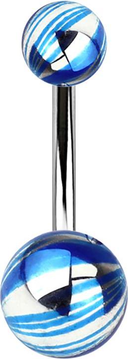 Immagine prodotto Star Piercing Banana argento con due sfere blu rivestite elettricamente (senza ottone, Acciaio chirurgico 316L)