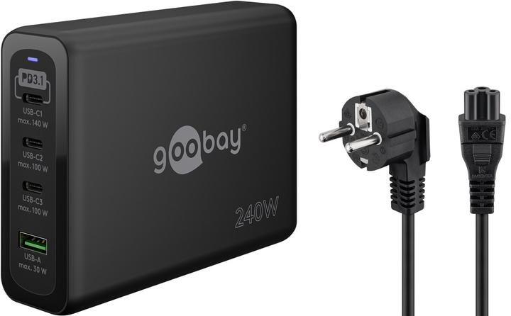 Actual product image Goobay USB-C PD GaN multiport fast charger 240 W black (140 W)