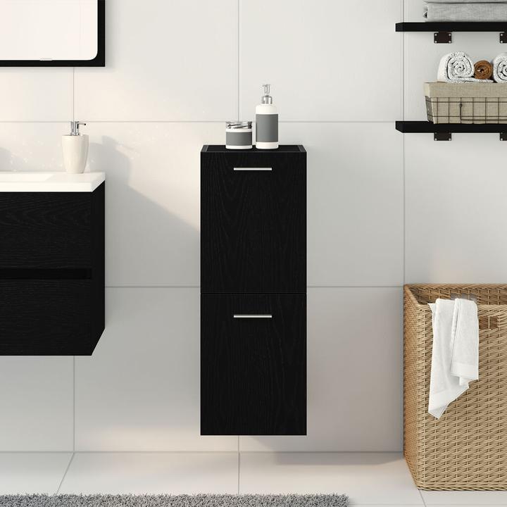 Produktbild VidaXL Bad-Wandschrank Schwarz Eiche 30x30x80 cm Spanplatte (30 x 30 x 80 cm)