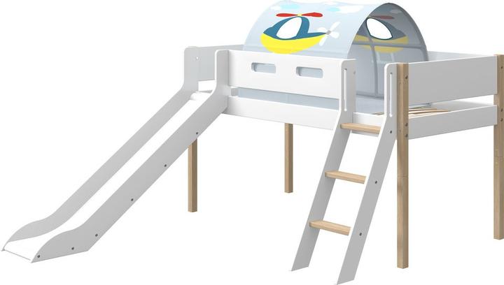 Produktbild Flexa Halbhohes Bett Nor mit Schrägleiter und Rutsche (90 x 200 cm)