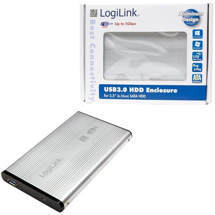 Produktbild LogiLink UA0106A – Gehäuse zu HDD 2,5 SATA USB 3.0 Silber (2.5")