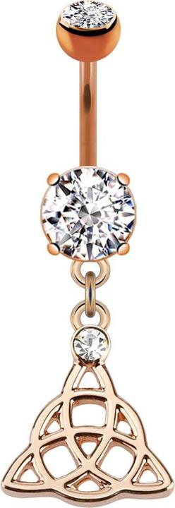 Star Piercing Banane rosegold mit zwei Kugeln Kristall silber Anhänger Keltischer Knoten (Messing, Chirurgenstahl 316L)
