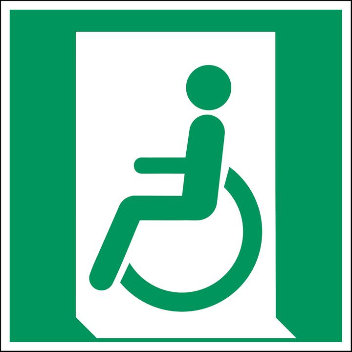 Energy Label Brady E/E026/NT/FLO-500X500-1, B-7538, ISO safety sign - Emergency exit for non-ambulatory or disabled