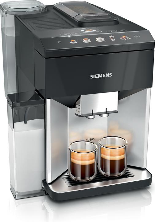 Siemens Volautomatisch koffiezetapparaat, EQ500 integraal, Daglichtzilver, pianolak zwart, TQ513D01 (CH stekker)