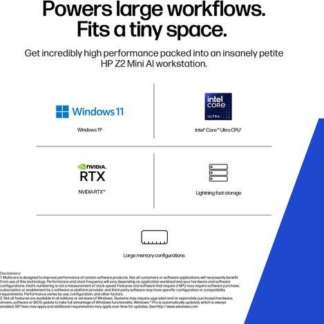 Productafbeelding HP Z2 Mini G1i Intel Core Ultra 7 265 32GB 1TB/SSD NVIDIA RTX A1000 8GB W11P 3J Gar (DE) (Intel Core Ultra 7 265, 32 GB, 1000 GB, RTX A1000)