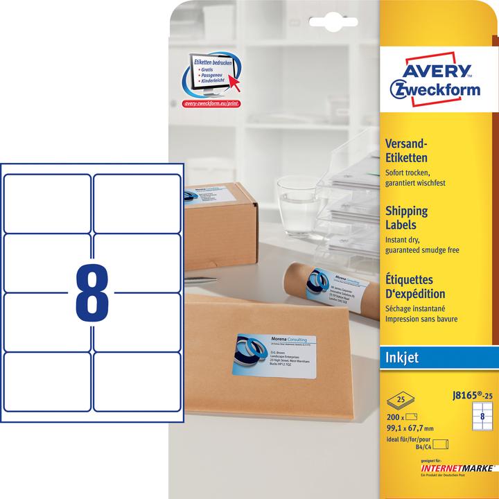 Immagine prodotto Avery Dennison Etiquette d'exp'dition, 99,1 x 67,7 mm, bianco