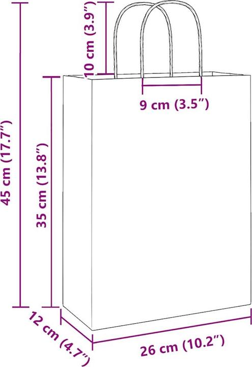 Image du produit VidaXL Sacs en papier kraft 50 pcs. avec anse Rose 26x12x35 cm Sac en papier (Pochette cadeau, 50 x)