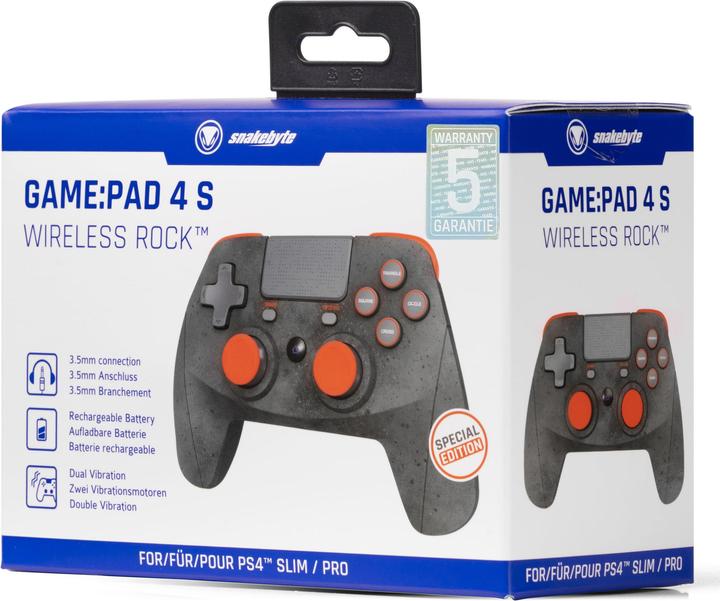 Actual product image Snakebyte Pad 4 S Wireless PS4 Controller - gray orange (PC, PS4)