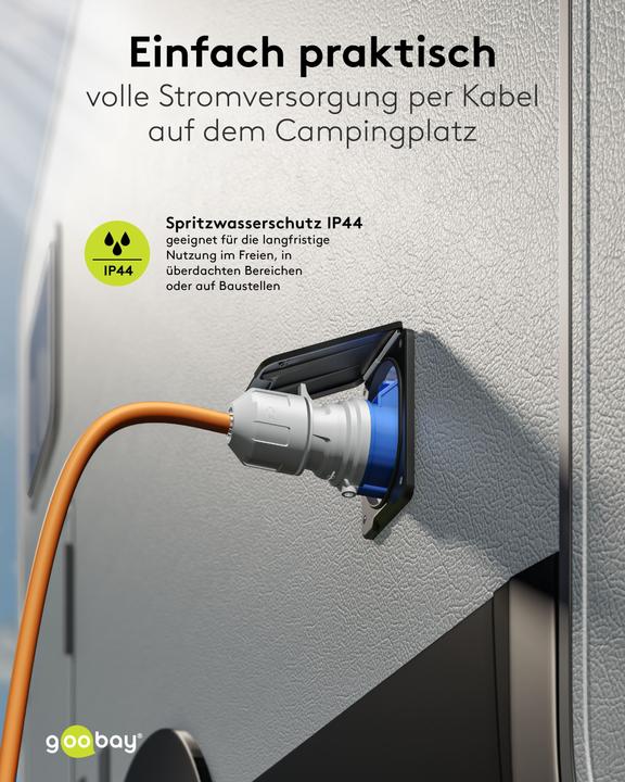 Produktbild Goobay CEE-Adapterleitung, Schutzkontakt-Stecker auf CEE-Kupplung (1.50 m)