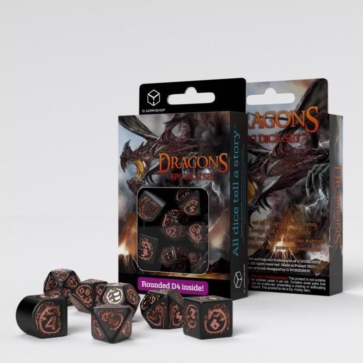 Produktbild Q Workshop RDRA3X - Dragons Modern Würfelset: Obsidian