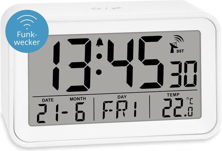 Image du produit ADE Funkwecker digital Weiss, Ausstattung