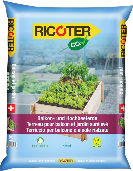 Ricoter Balkon- und Hochbeeterde CO2 clean (30 l, Erde ohne Torf)