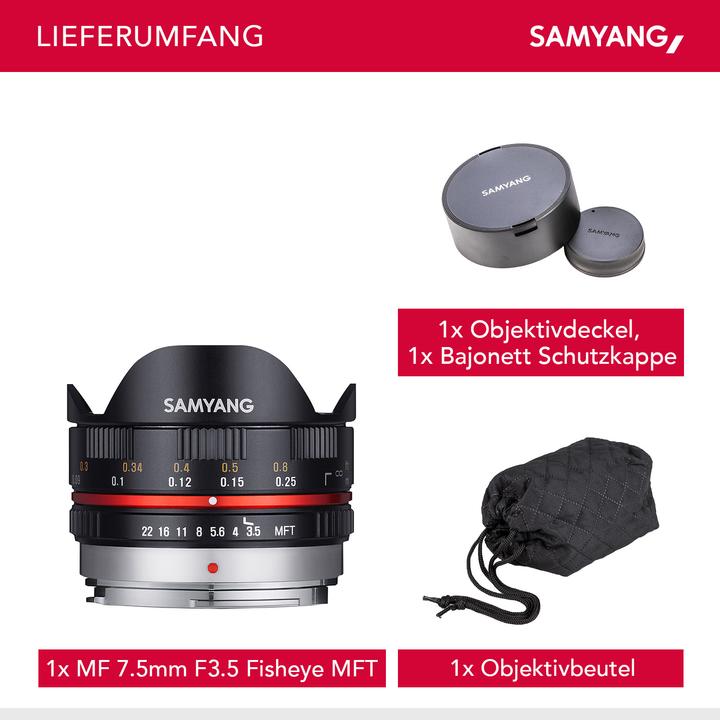 Actual product image Samyang 7.5mm f/3.5-22 MFT (Micro Four Thirds, APS-C / DX)