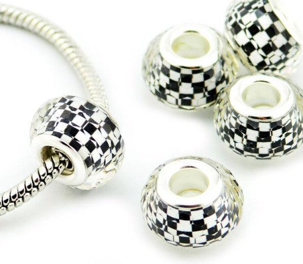 Hermex Bead versilbert 925 - Silbrig Schwarz Weiss (Silber 925, Metalllegierung mit Acrylglas)