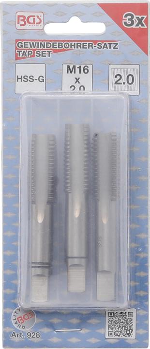 Actual product image BGS Tap Set Starter. Plug. Bottoming Tap HSS-G M16 x 2.0 mm 3 pcs.