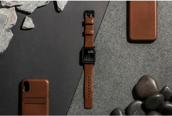 Actual product image Nomad Modern Connector Strap (44 mm, Leather, Stainless steel)