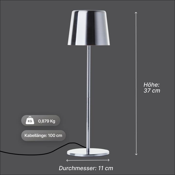 Produktbild Brilliant Akku Tischlampe, 37cm, 300 lm, 3000-6500 K, dimmbar, alu gebürstet (300 lm)
