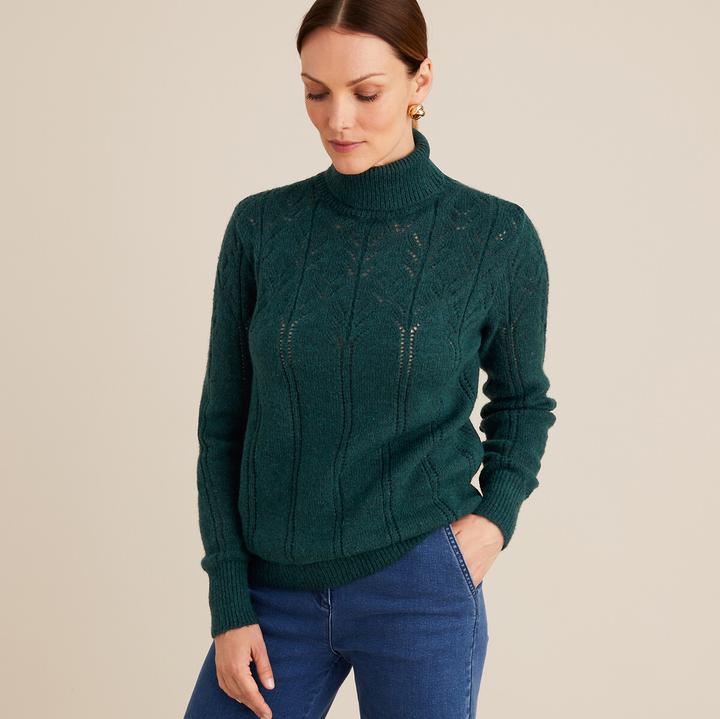Actual product image Anne Weyburn Fine knit turtleneck jumper with ajour pattern (42)
