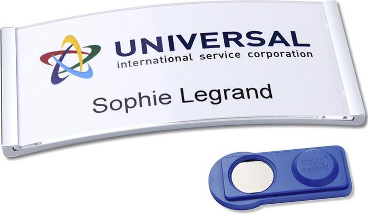 Badgepoint POL35MA66-5DR Badges, 74 x 34 mm, couleur métal