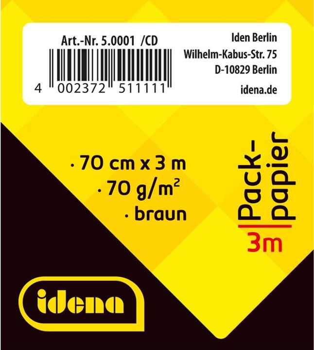 Image du produit Idena Rouleau de papier d'emballage 70cmx3m brun