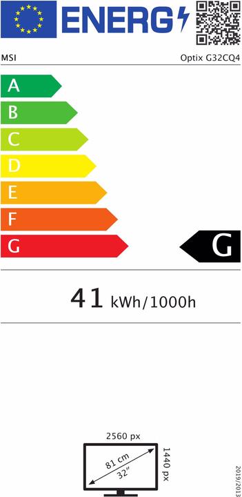 Energie-Label MSI Optix G32CQ4DE-009 (2560 x 1440 Pixel, 31.50")
