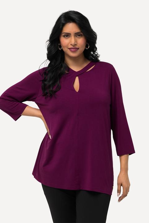 Produktbild Ulla Popken T-Shirt, Cut-Out, Lyocell, gedrehter Ausschnitt, 3/4-Arm (42, 44)