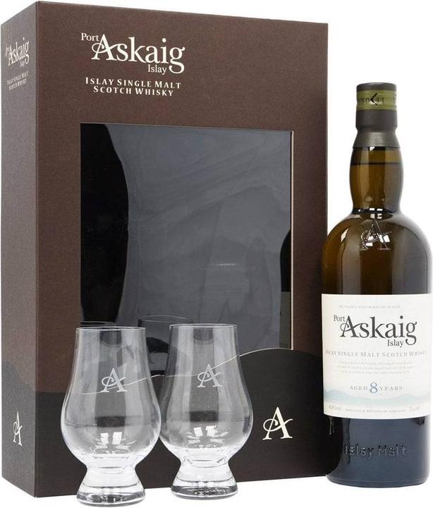 Image du produit Port Askaig Whisky Islay 8 Years Old Single Malt Scotch Whisky avec étui et 2 verres (Single Malt, Scotch Whisky, 1 x 70 cl)