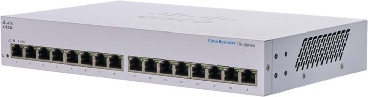 Produktbild Cisco Business 110 Series 110-16T - Switch - unmanaged - 16 x 10/100/1000 - Desktop, an Rack montie (16 Ports)