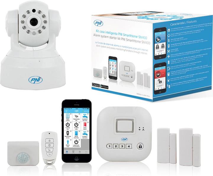 Produktbild PNI Smart Home Paket SmartHome SM400 + Videokamera SM460 Alarmanlage und Videoüberwachung über das I