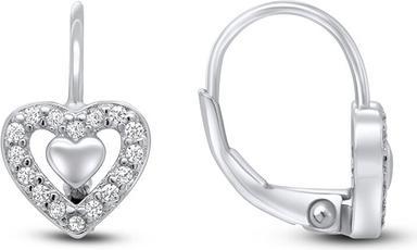 Brilio Silver - Dazzling silver earrings with zircons heart EA31