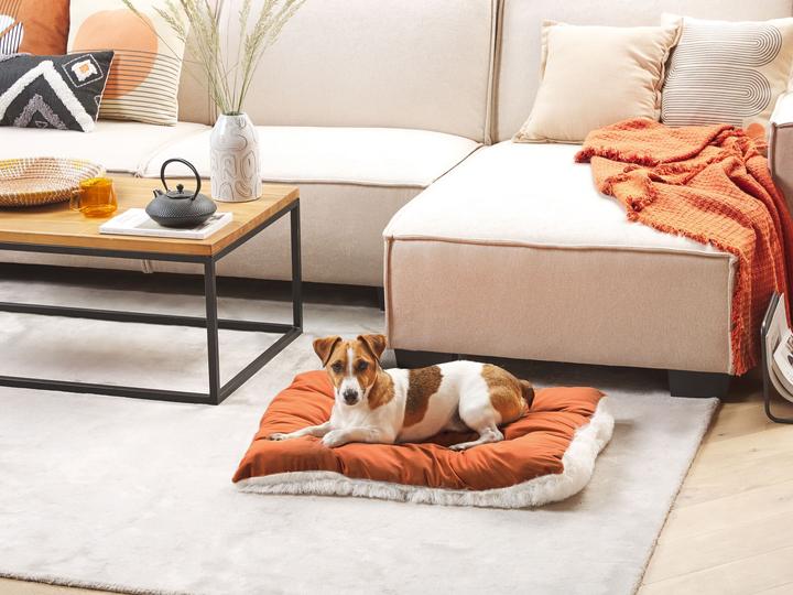 Actual product image Beliani Pet Bed Velvet Fabric Orange 70 x 55 cm ERGANI (Dog)