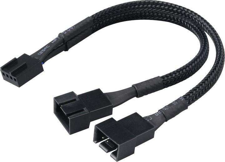 Actual product image Akasa PWM Y Cable sleeved