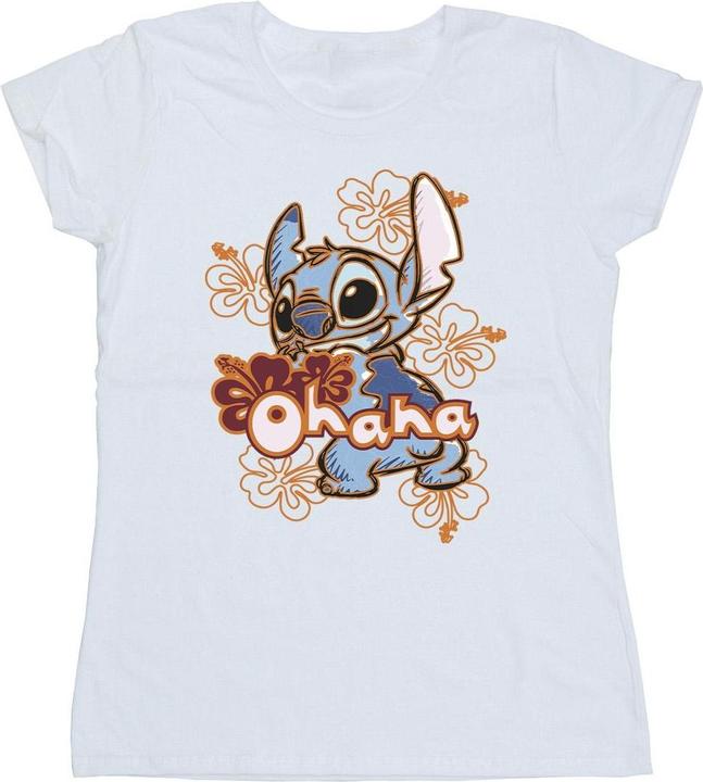 Disney Lilo And Stitch Ohana Orange Hibiscus TShirt (XXL)