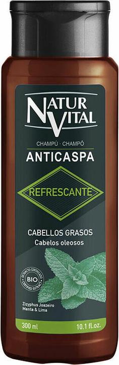 NaturVital Champú Anticaspa Refrescante Cabello Graso 300ml (300 ml, Flüssiges Shampoo)