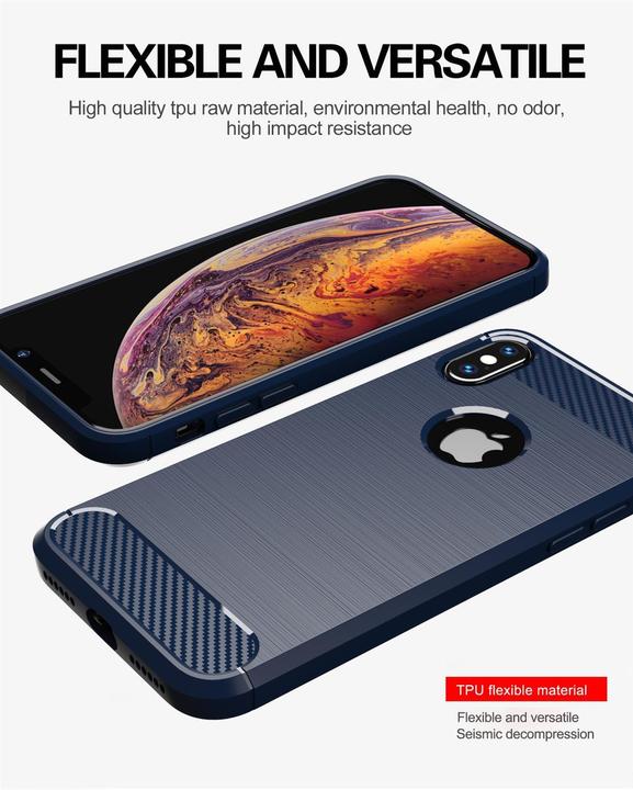 Image du produit Cadorabo TPU Ultra Slim carbon edelstahl Combi Cover (Apple iPhone X)