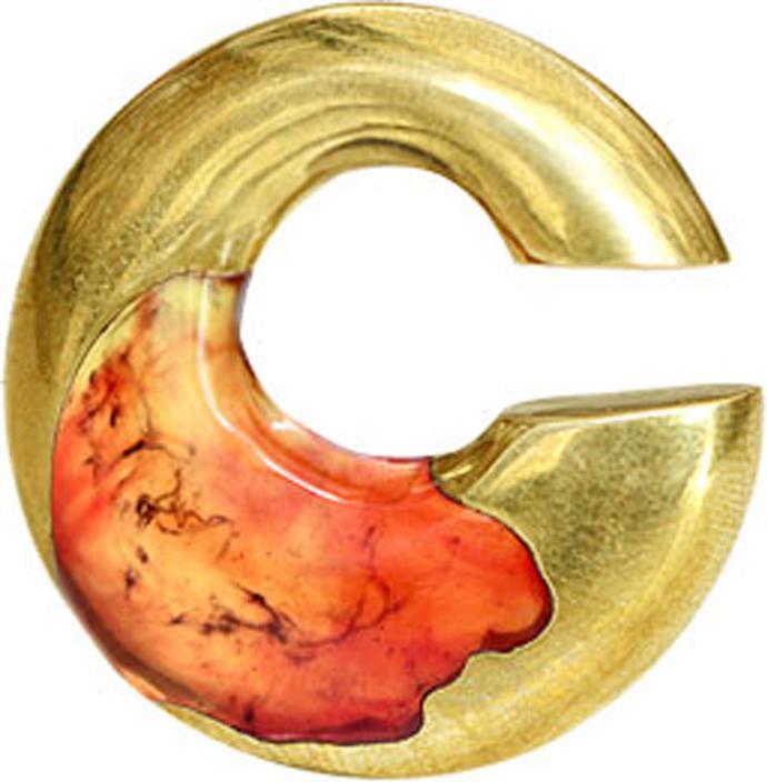 Immagine prodotto Star Piercing Ohrgewicht vergoldet färbung Epoxy rot (Organico, Ottone)