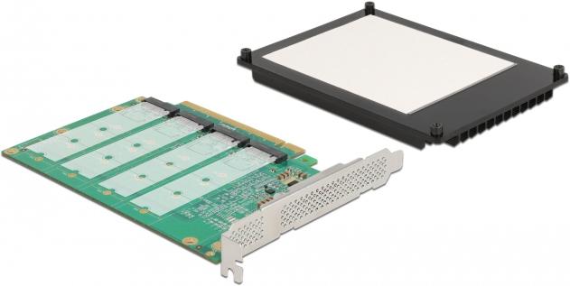 Actual product image Delock PCI Expr x16 card > 4x int NVMe M.2 Key M heat sink