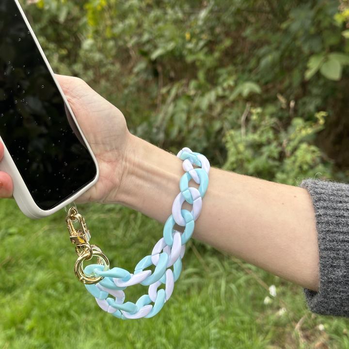 Produktbild PhoneLook Universalarmband Befestigung für Schale/Gabel Telefon bunte Kette weiss