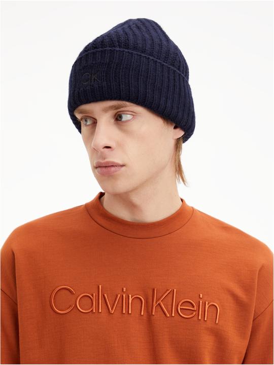 Produktbild Calvin Klein Elevated Wool Beanie XL CK Navy (One Size)