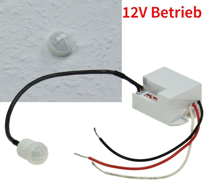 Produktbild Chilitec Einbau Bewegungsmelder "CT PIR Mini 12V" 12V DC, 1 60W LED geeignet weiss (6 m)