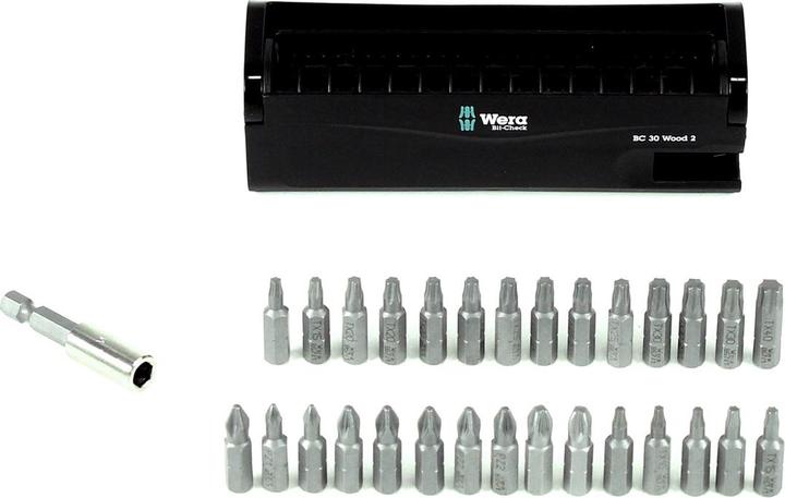 Actual product image Wera Bit-Check 30 Wood 2 (Cross Pozidriv PZ M2, Cross Pozidriv PZ M3, Cross Phillips PH M2, Cross Pozidriv PZ M1)