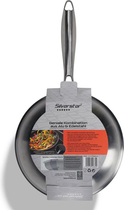 Actual product image Silverstar Stainless steel pan 20 cm with non-stick coating for induction and oven (20 cm, Pan set + pot set, Stainless steel)
