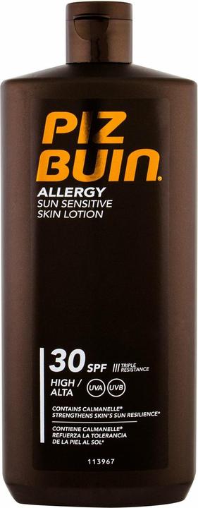 Actual product image Piz Buin Allergy Sun Sensitive Skin Lotion (Sun lotion, SPF 30, 400 ml, 150 g)