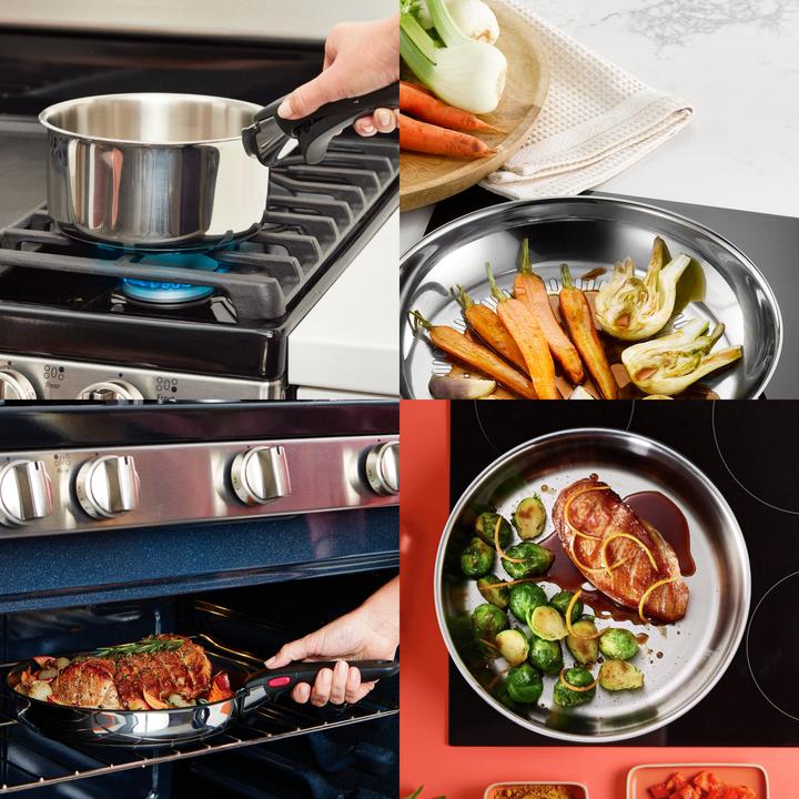 Produktbild Tefal Ingenio Emotion 5-teiliges Set - L897S5 (28 cm, Pfannenset + Topfset, Bratpfanne, Stielkasserolle, Edelstahl)