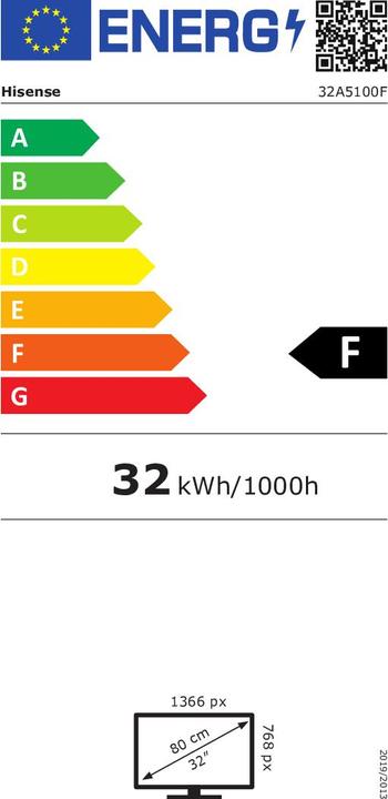 Label énergétique Hisense A5100F 5100F Téléviseur (32 pouces) HD (32", LED, HD ready)
