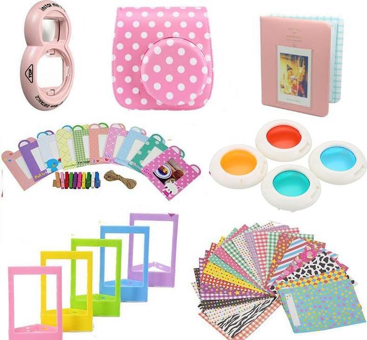 Image du produit JTI Kit d'accessoires pour Fujifilm Instax Mini 8 / 9 - Dotted Pink (Étui pour accessoires de caméra, 100 l)