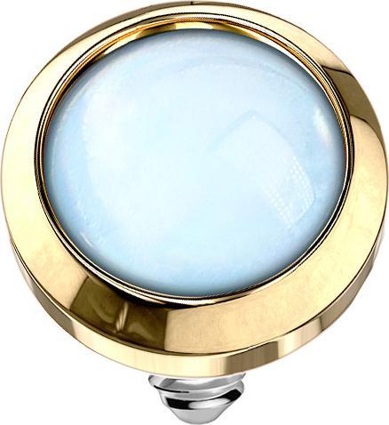 Star Piercing Dermal Anchor vergoldet mit Epoxidstein blau (ohne Messing, Chirurgenstahl 316L)